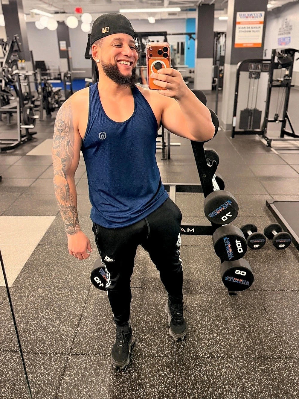 GUESS Men's Athletic Tank Top in Blue & Black